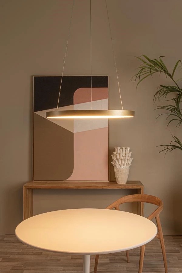 Lucide VIDAL - Pendelleuchten - Ø 58 cm - LED Dim. - 1x48W 2700K - Mattes Gold / Messing - Atmosphäre 1